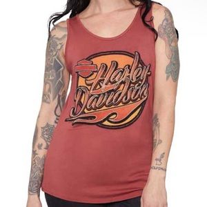 NWT Harley-Davidson Women's Embellished Blaze H-D Scoop Neck Sleeveless Tank Top